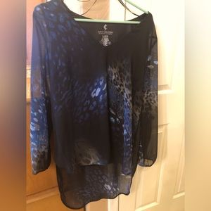 ✨✨REDUCED!!! ✨✨Juicy Couture Leopard Multi-color Flowing Crepe Tunic Blouse